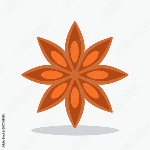 Flat design illustration of a star anise spice