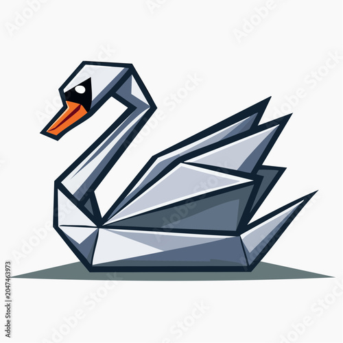 Geometric origami swan illustration