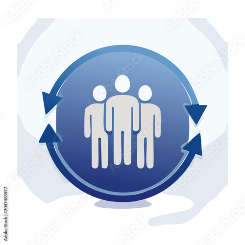 Group of people icon with circular arrows