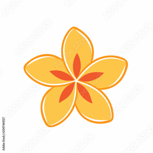 Stylized Yellow Flower with Orange Center