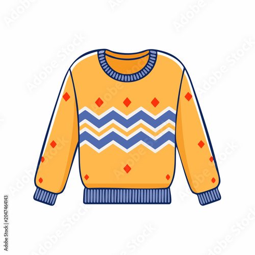Yellow Sweater with Geometric Pattern
