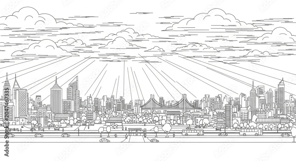 Fototapeta premium City Skyline Urban Landscape Architecture.