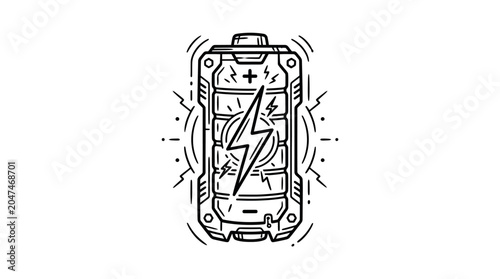 A battery with a lightning bolt.