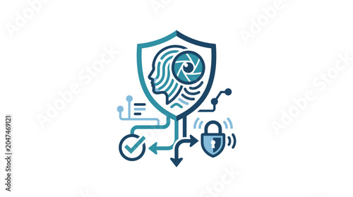 Cybersecurity protection shield icon with lock.