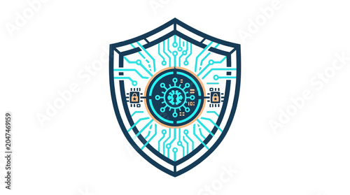 Shield with circuit board design element.