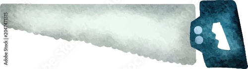Bild auf Leinwand Watercolor hand saw with blue handle