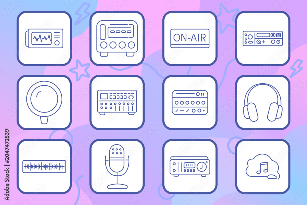 Fotografie Audio equipment set icon