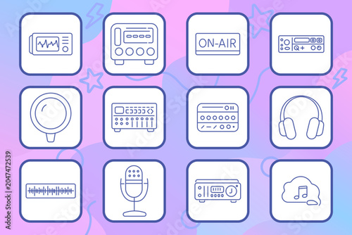 Fotografie Audio equipment set icon