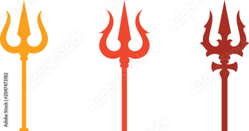Obraz na płótnie Trishul Symbol Set: Hindu Religious Icon Vector