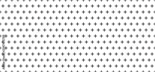 Εκτύπωση καμβά Seamless plus sign pattern with evenly distributed black symbols across light ba