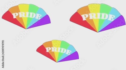 Pride Month Concept with Colorful Rainbow Hand Fans Loop