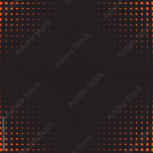 Black and Orange Halftone Square Pattern Background Vector