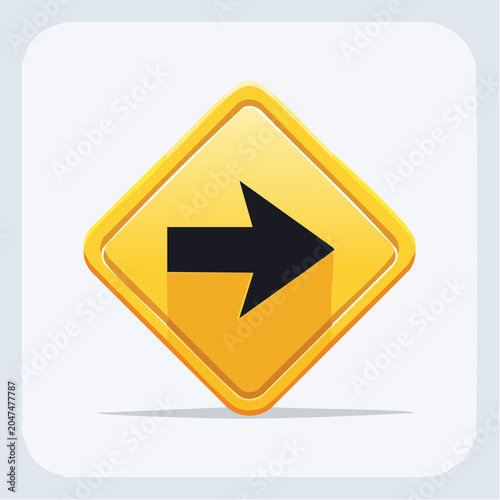 Yellow diamond sign with black right arrow