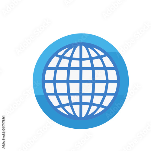 Flat design globe icon representing internet and global connection