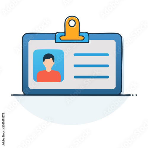 Flat design icon of an identification card with a person's photo