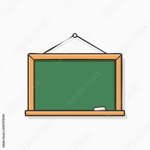 Green Chalkboard with Chalk and Tray