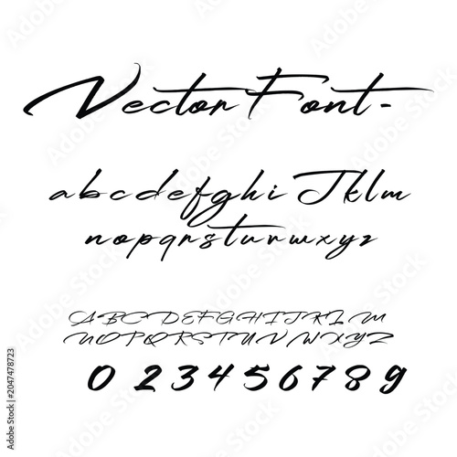 Hand drawn signature typeface illustration isolated on white