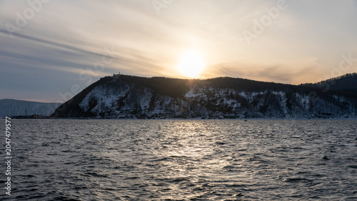 Photos Scenic winter landscape at the confluence of the Angara River and Lake Baikal ne