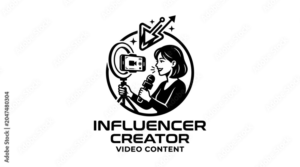 Fototapeta premium Influencer Creator Video Content Logo.