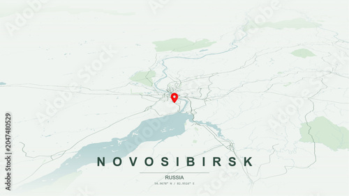 Bild auf Leinwand Modern minimalist vector map of Novosibirsk, Russia