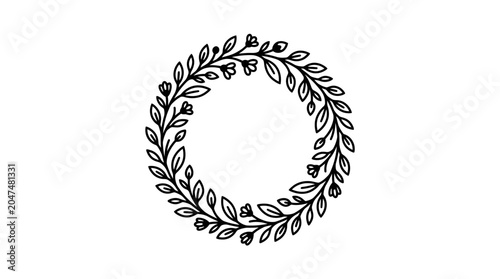 Canvastavla Laurel wreath circular leaf design.