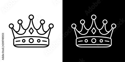 Принти на полотні Royal crown icon concept in flat black and white style on clean background vecto