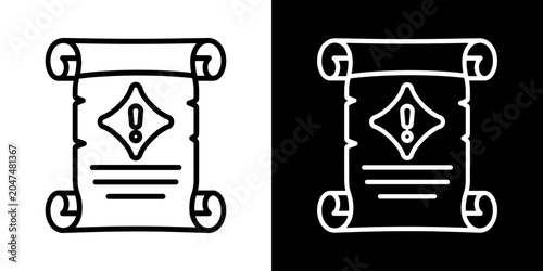 Obraz na płótnie Medieval scroll notice icon, royal decree parchment symbol for kingdom announcem