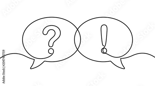 Bild auf Leinwand Question Mark And Exclamation Point In Speech Bubbles Line Art
