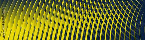 Abstract Yellow Lattice Wave Pattern on Dark Blue Background, Dynamic Sports Arena Background with Yellow Energy Wave