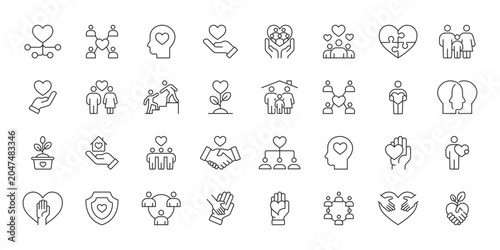 Canvas-taulu Adoption icons in line design