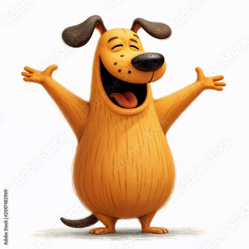 happy dog ​​with paws up