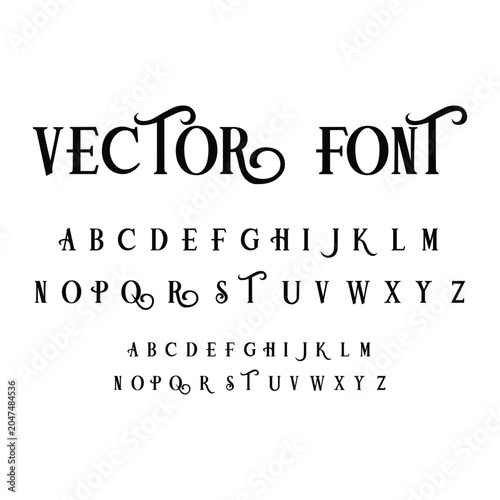 Vintage vector font set with elegant swirls and decorative letters
