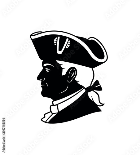 Silhouette of a man in a tricorn hat.