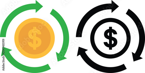 International currency trading icon with dollar and euro signs representing financial exchange and global market trade vector