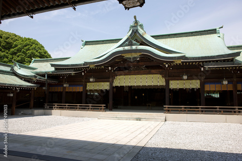 Japan's Tokyo Shinto shrine Meiji Jingu on a cloudy winter day