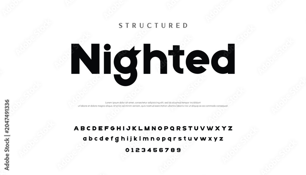 Obraz premium Digital modern alphabet font. Creative abstract urban, futuristic, fashion, sport, minimal technology typography. Simple vector illustration with number modern, futuristic modern geometric font