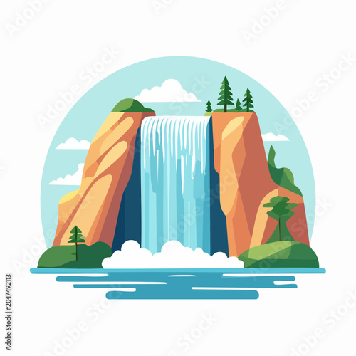 Stylized Waterfall Illustration