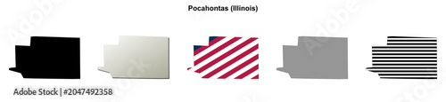 Fotografie Pocahontas (Illinois) blank outline map set