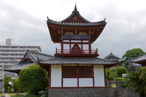 Japan temple Shofuku-ji temple in Nagasaki on a cloudy winter day.