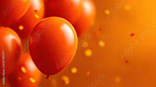 Floating Orange Balloons with Confetti
