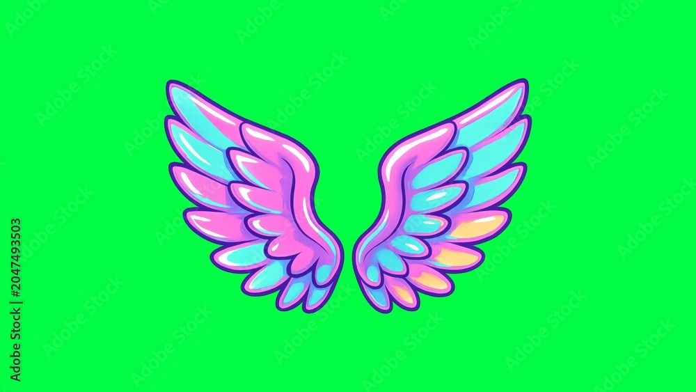 Fototapeta premium Colorful cartoon angel wings