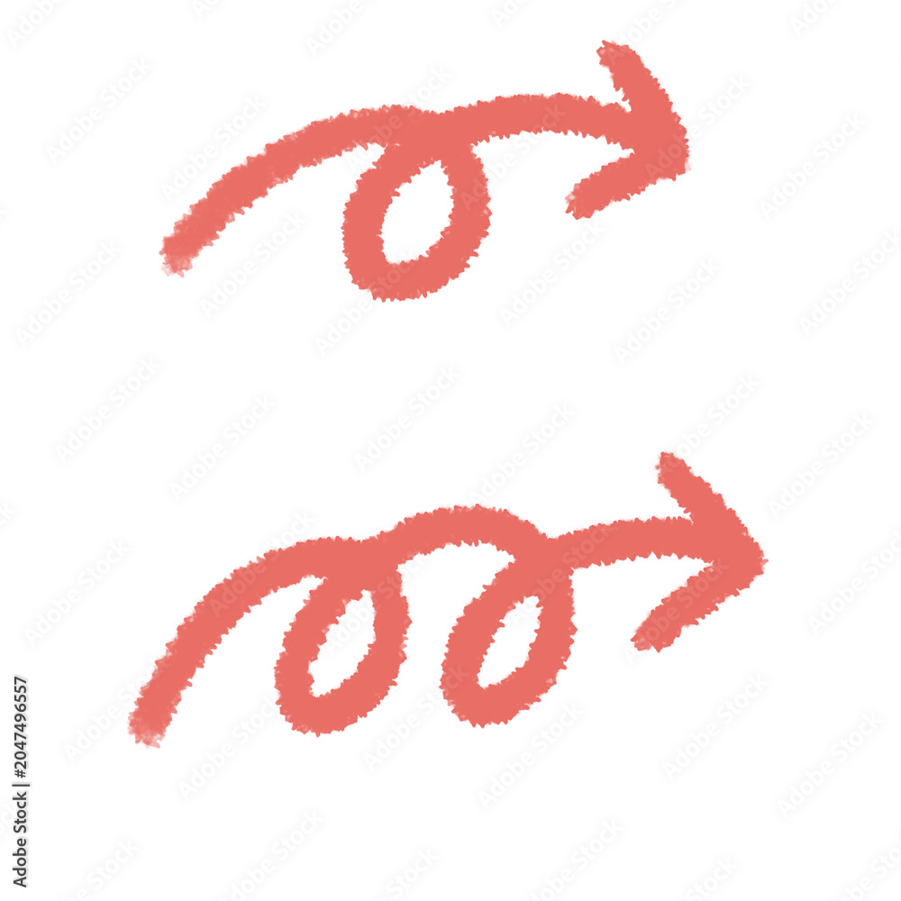 Fototapeta premium 手描きの赤色の矢印