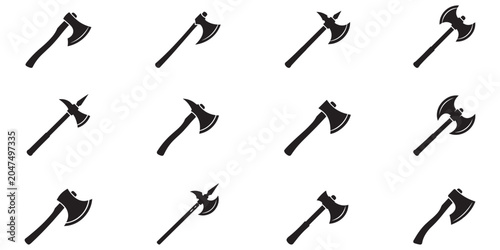 Foto Medieval axe and halberd silhouette set