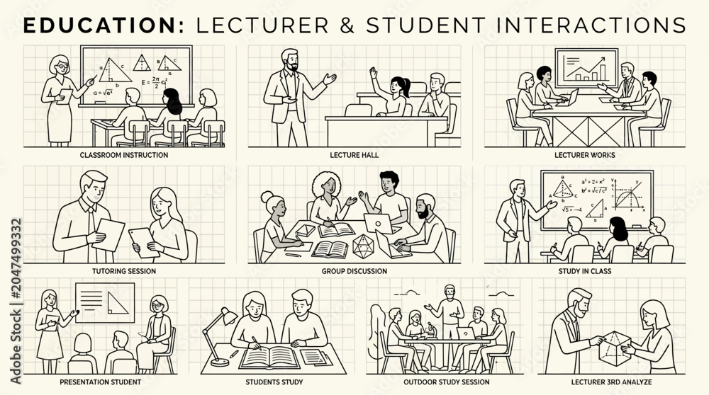 Obraz premium Lecturer and student in classroom interaction.