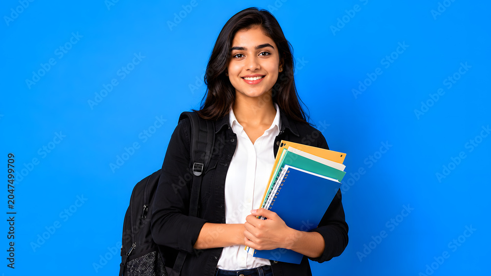 Obraz premium young Collage student with girl folder bag 