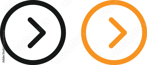Black and orange arrow icons inside circles for navigation and web interface design