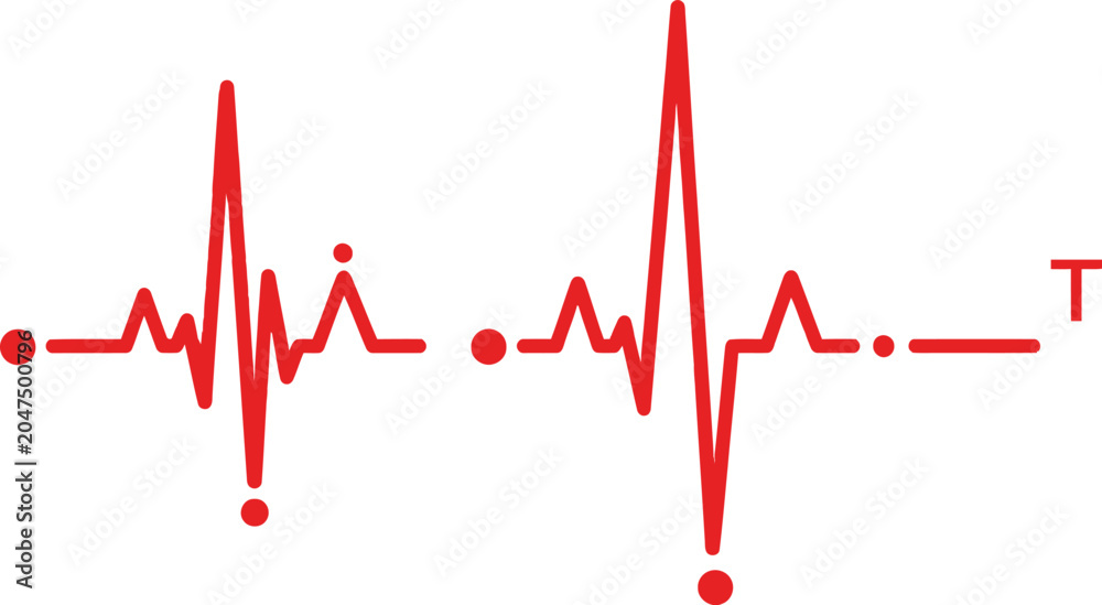 Obraz premium Red heart beat line pulse rhythm symbol for medical health care and hospital monitoring