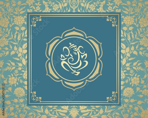 Ganesha, wedding card, royal Rajasthan, India	