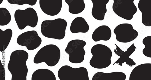 Canvastavla Close-up of Black and White Cowhide Pattern for Textile Design.