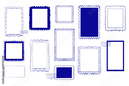 Foto Whimsical minimal hand drawn Italian postcard stamp set